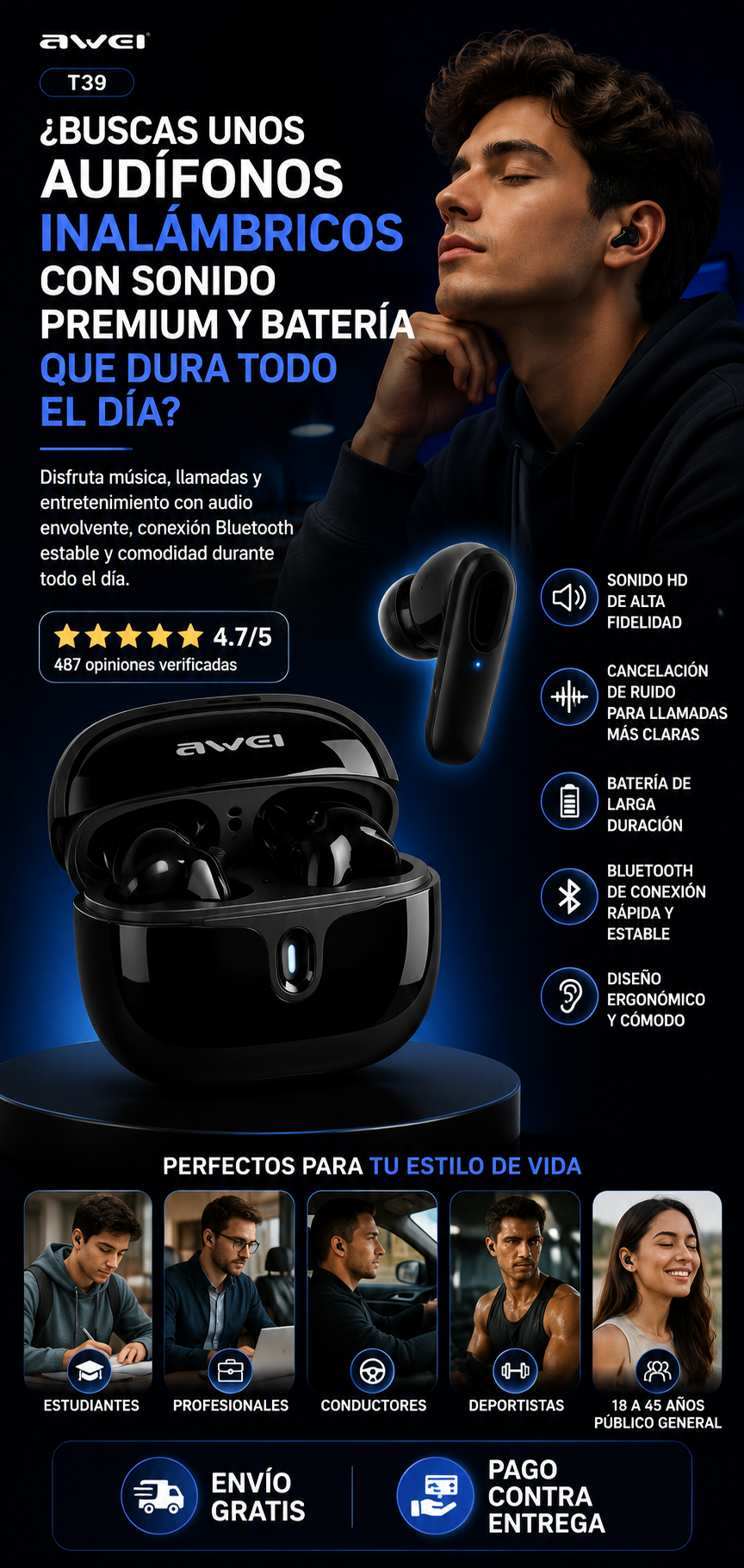 AUDIFONO AWEI T39