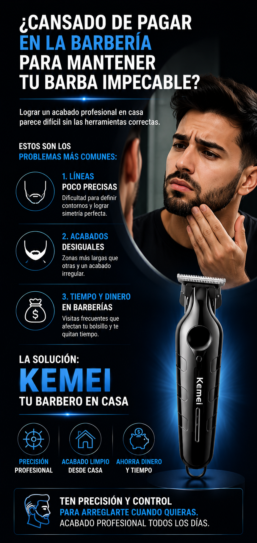 MAQUINA AFEITAR KEMEI KM-1563