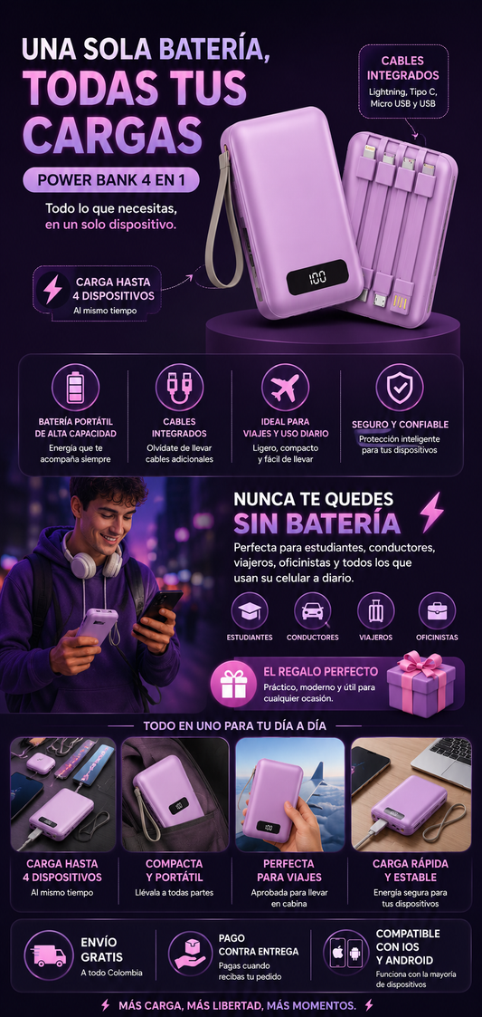 Power bank multi cargador 5000mAh