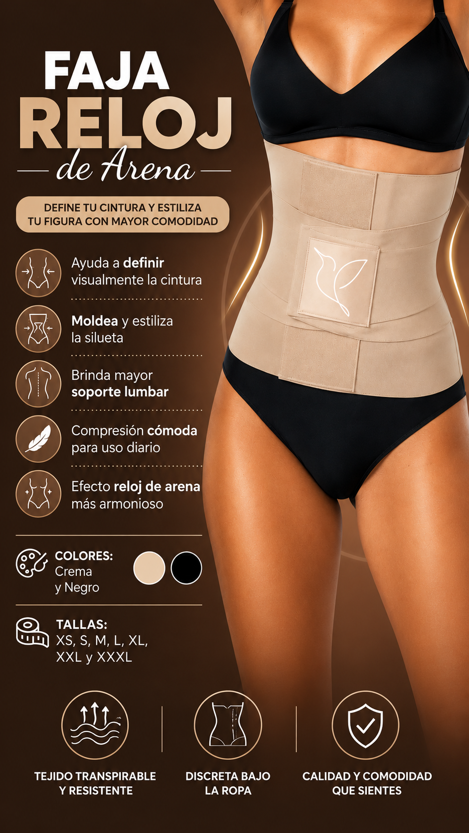 FAJA CINTURILLA RELOJ DE ARENA CORRECTOR