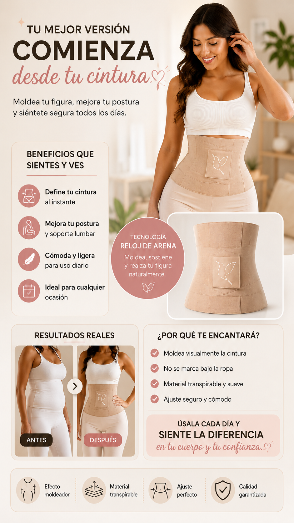 FAJA CINTURILLA RELOJ DE ARENA CORRECTOR