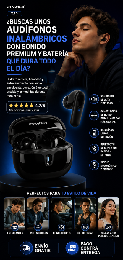 AUDIFONO AWEI T39