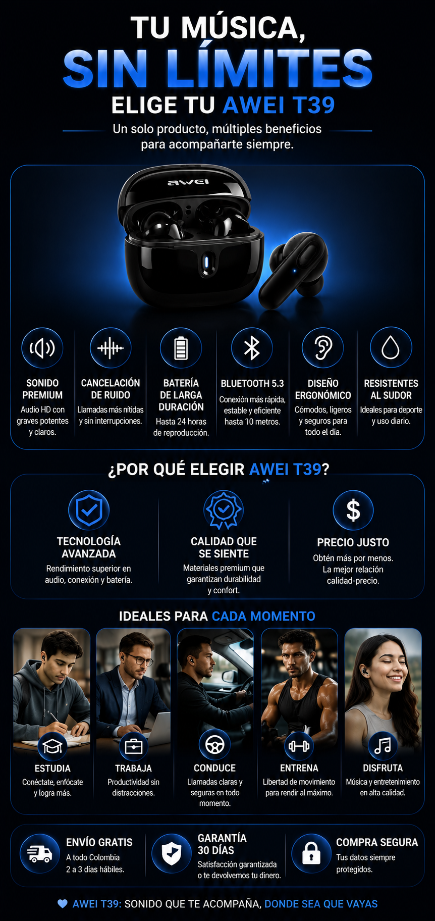 AUDIFONO AWEI T39