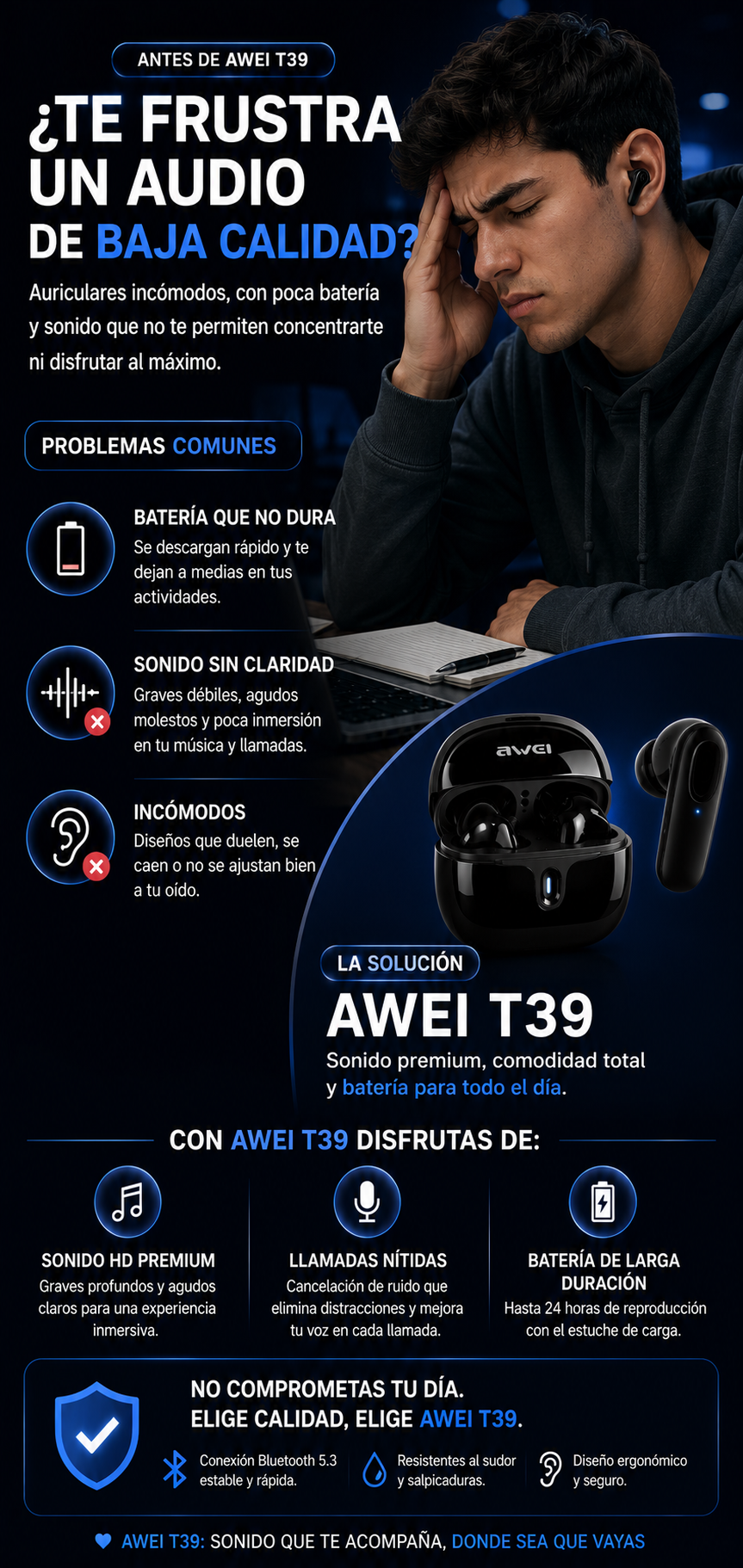 AUDIFONO AWEI T39