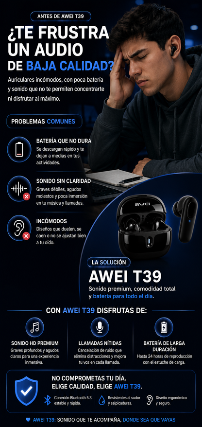 AUDIFONO AWEI T39