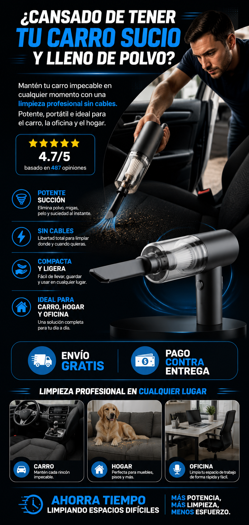 Mini Aspiradora Inalámbrica de Alta Potencia para Auto y Hogar